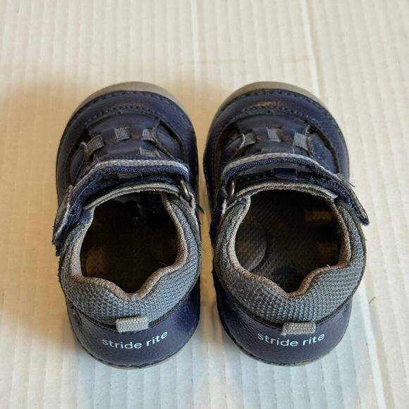 Stride Rite SM Sonny Boys Navy Blue Leather Fisherman Sandals Toddler Size 4M - Picture 7 of 9